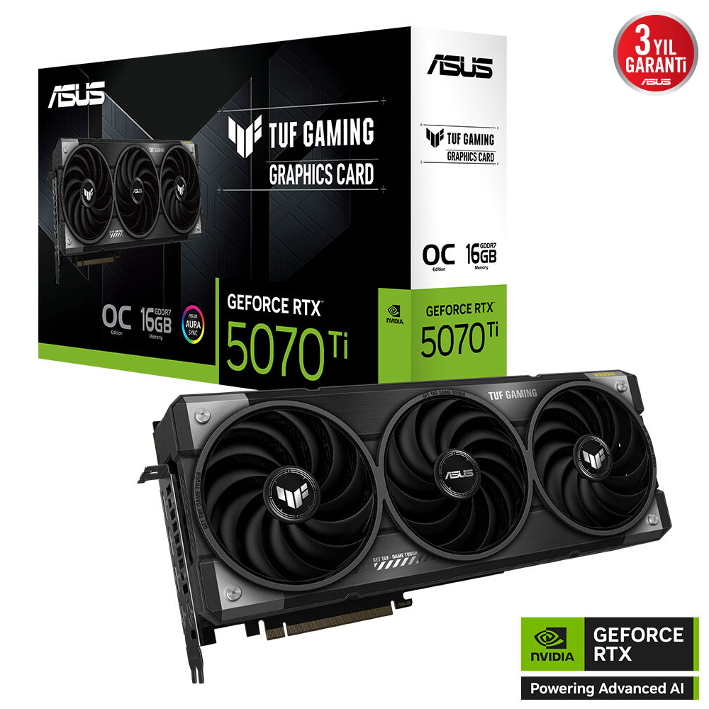 ASUS TUF-RTX5070TI-O16G-GAMING 16GB Geforce RTX5070Ti GDDR7 256bit 2xHDMI 3xDP 16x Ekran Kartı (ARGB) - 38550