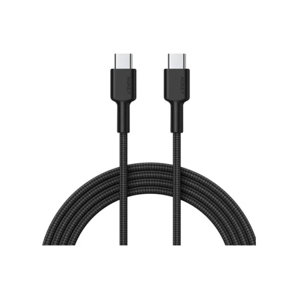 Aukey CB-CD45-BK Naylon Örgülü Type-C Type-C Şarj Kablosu (0.9m) - Aks.Pow.0020