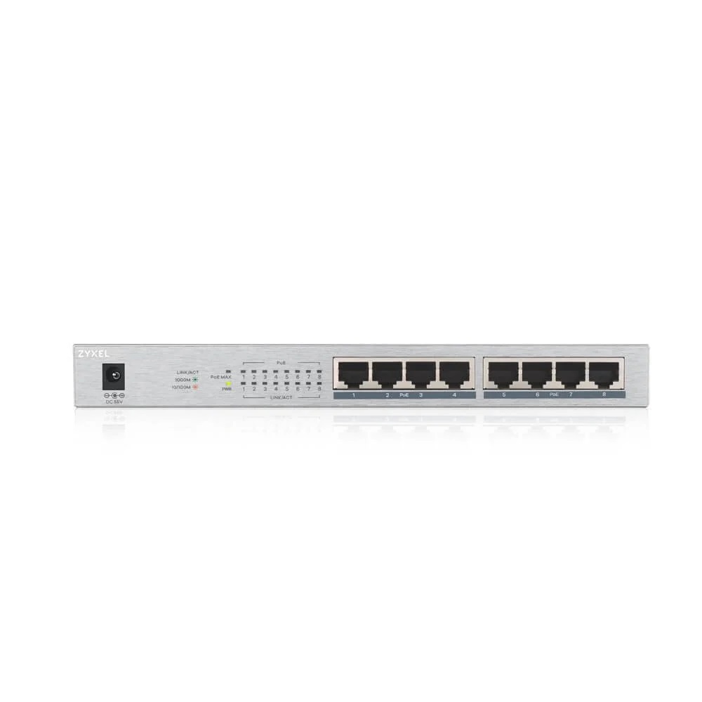 Zyxel 8Port GS1008-HP 8Port PoE(60W) Gbit Yönetilemez PoE Switch(5Yıl Gar.) - GS1008-HP