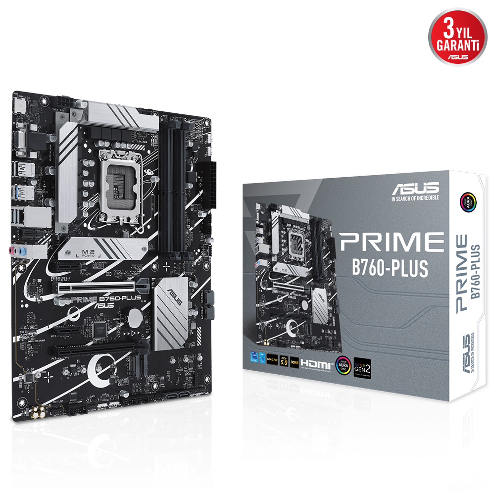Asus PRIME B760-PLUS DDR5 1700P 7200(OC) HDMI DP VGA M.2 RGB ATX - 90MB1EF0-M0EAY0