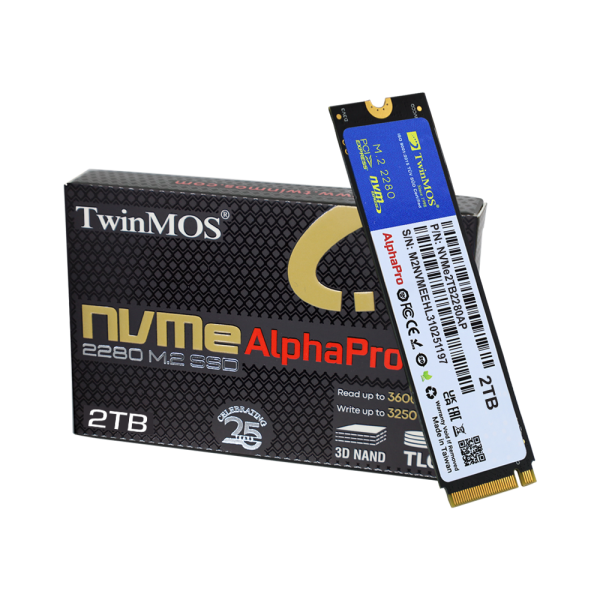 TWINMOS NVMe2TB2280AP AlphaPro M.2 2TB (3600/3250MB/s) PCIe + NVMe (3D NAND) SSD Disk (22x80MM) - 36141