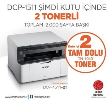 BROTHER DCP-1511-2T Mono Lazer AIO A4 Mono Fotokopi Tarayıcı Usb Yazıcı 2 Tam dolu toner - 24411