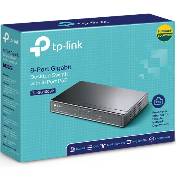 Tp-Link TL-SG1008P 8-Port Gigabit Desktop Switch with  4-Port PoE+ (64W) - net.06.02.0001