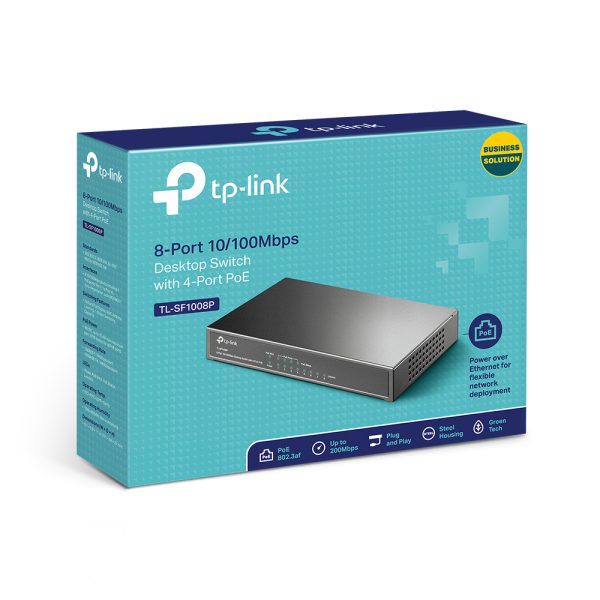 Tp-Link TL-SF1008P 8-Port 10/100 Mbps Desktop Switch with 4-Port PoE+ (66W) - net.swi.s1.0020