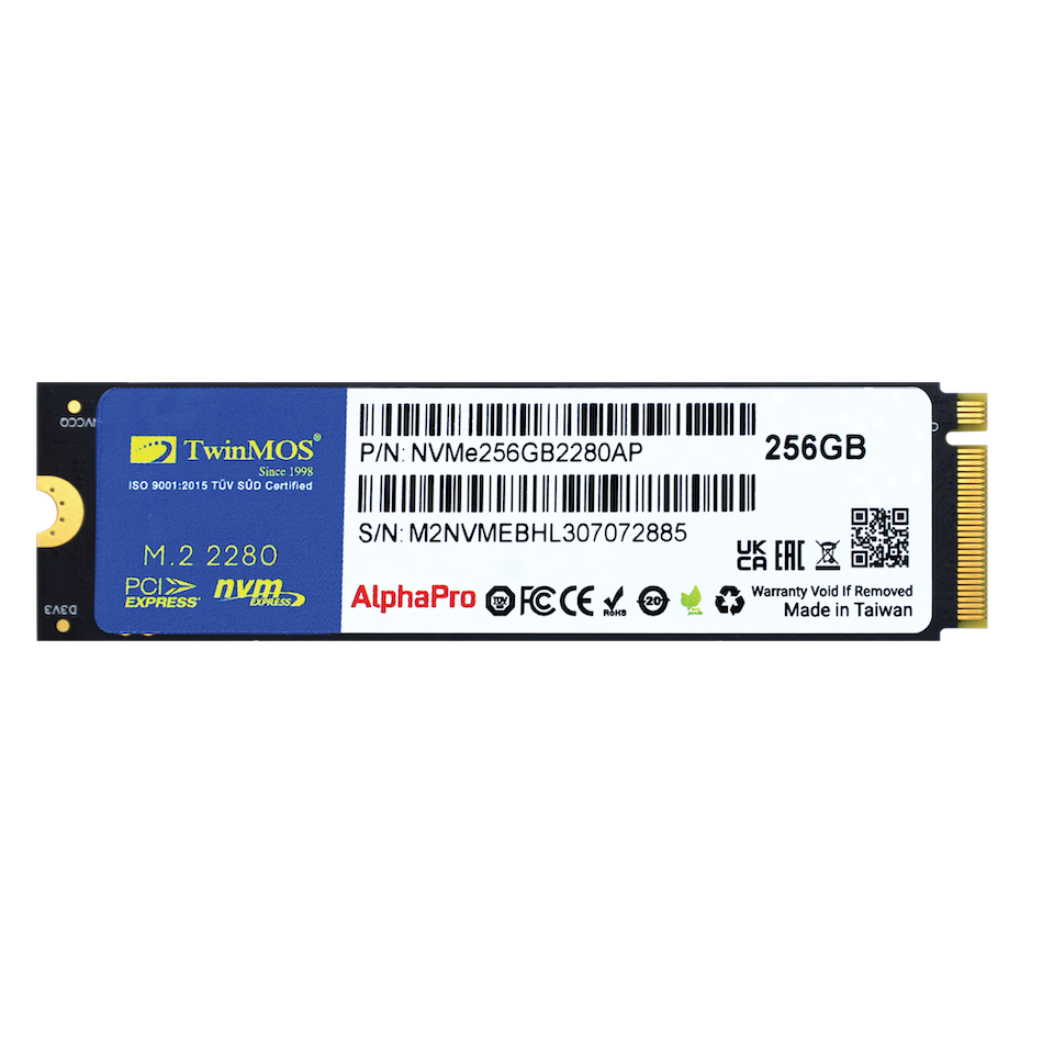 TWINMOS NVMe256GB2280AP AlphaPro M.2 256GB (3600/3250MB/s) PCIe + NVMe (3D NAND) SSD Disk (22x80MM) - 35067