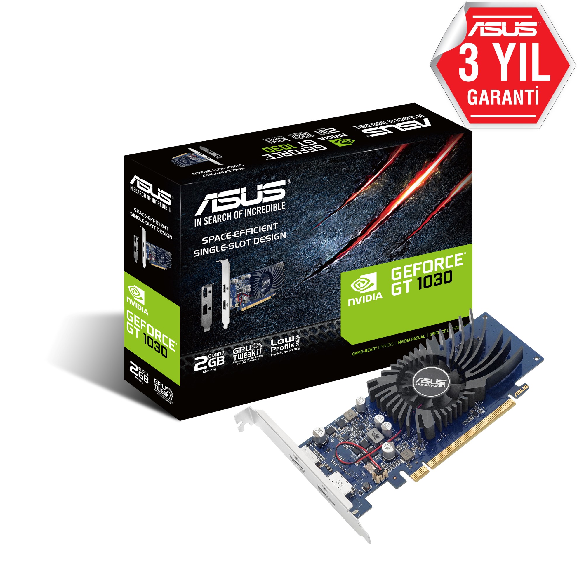 Asus 2GB GT1030-2G-BRK GDDR5 [64Bit] DVI/HDMI - 90YV0AT2-M0NA00