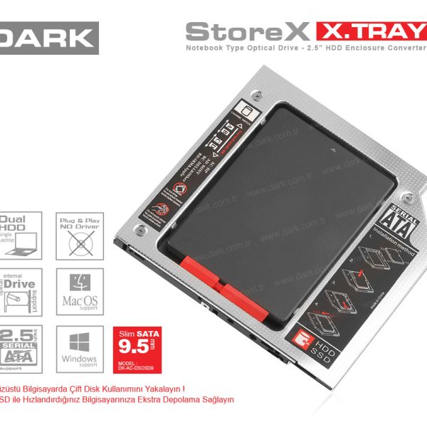 Dark Storex 9.5mm NB Optik Sürücü 2.5" HDD Yuva Dönüştürücü [DK-AC-DSOSD09] - DK-AC-DSOSD09