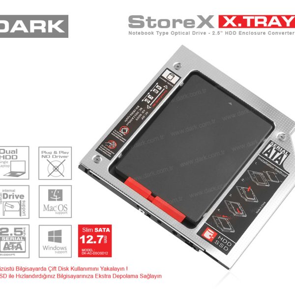 Dark Storex 12.7mm NB Optik Sürücü 2.5" HDD Yuva Dönüştürücü [DK-AC-DSOSD12] - DK-AC-DSOSD12
