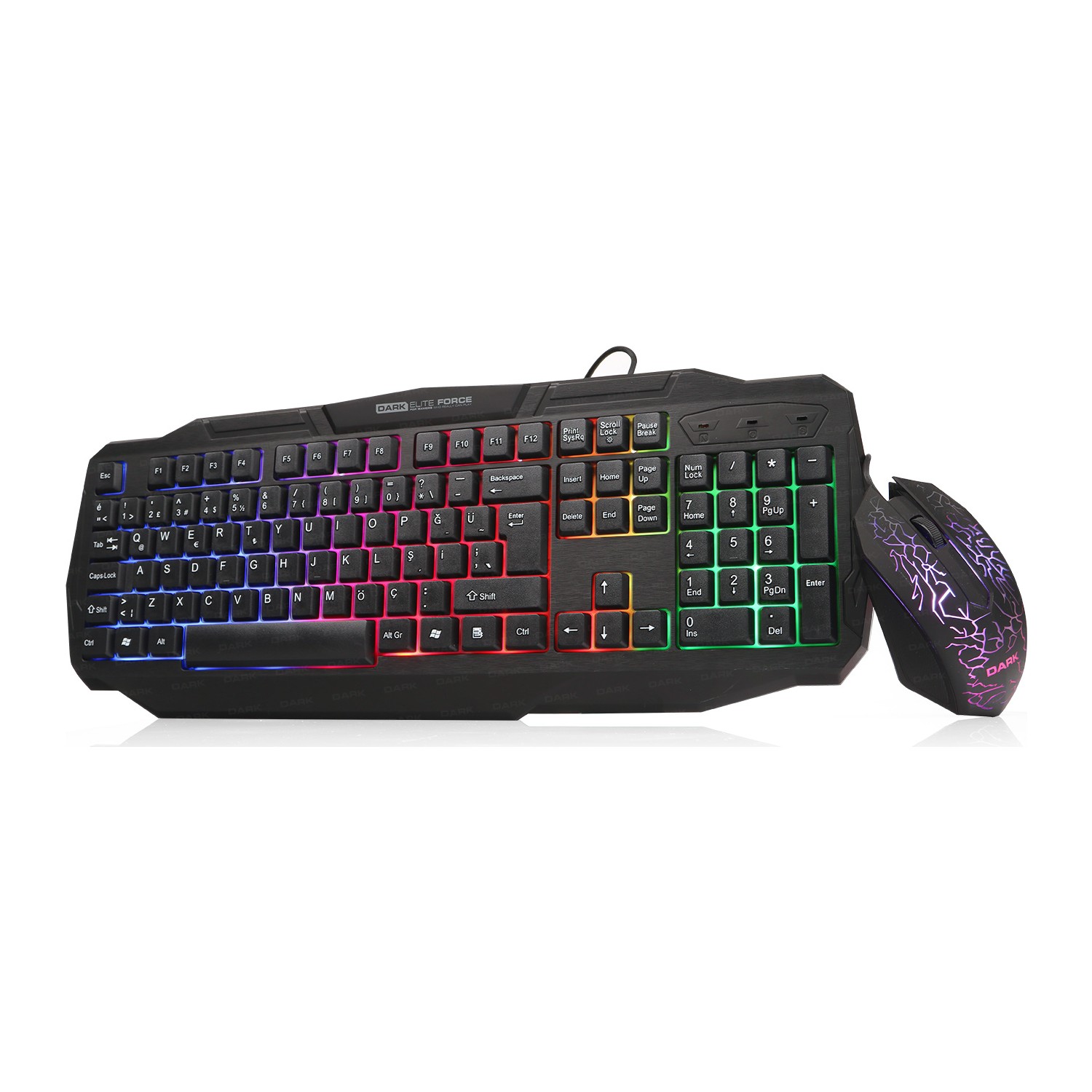 Dark Force RGB USB Q Klavye Mouse Set Siyah (DK-AC-GKM1000) - DK-AC-GKM1000