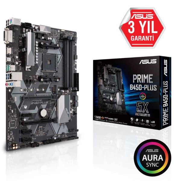 Asus PRIME B450-PLUS B450 DDR4 USB3.1 M.2 HDMI/DVI/VGA PCI 3.0 AM4 Anakart - oem.ana.fm2.0093