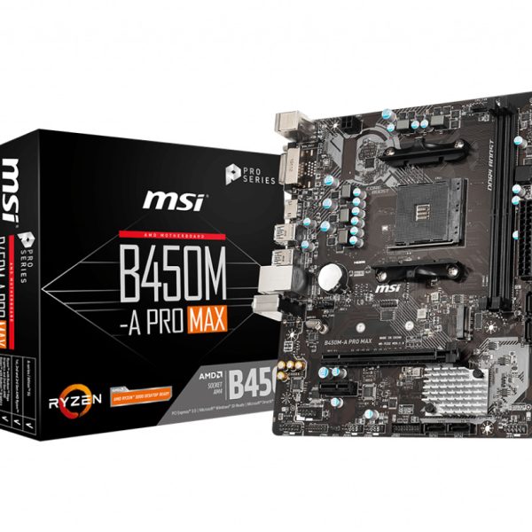 MSI B450M-A PRO MAX AM4 DDR4 VGA+Ses+GLan HDMI DVI VGA M2 USB3.2 mATX - B450M-A PRO MAX