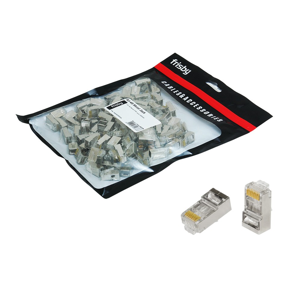 Frisby FNW-RJ4522N 100'lü Paket CAT6 Metal FTP Altın Uç Konnektör - netw.netak.0049