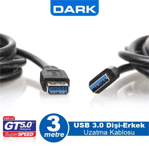 Dark 3 Metre Uzatma Kablo USB 3.0 A Tip (DK-CB-USB3EXTL300) - DK-CB-USB3EXTL300