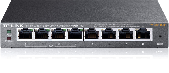 Tp-Link 8Port TL-SG108PE GBit 4Port PoE Yönetilebilir Switch - TL-SG108PE