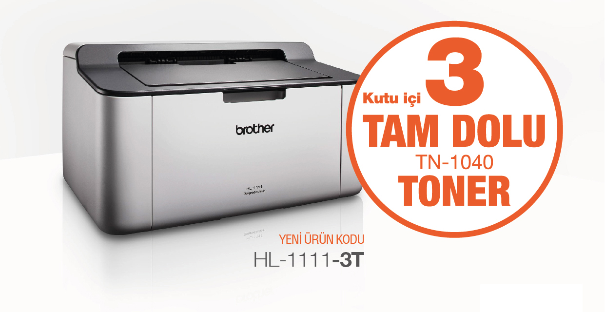Brother HL-1111-3T Mono Lazer Yazıcı (3 Tam Dolu Toner ) (A4) - bas.laz.siy.0018