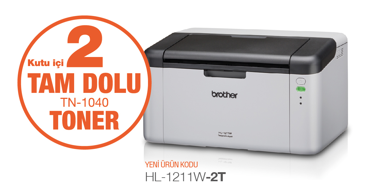 Brother HL-1211W-2T Mono Lazer Yazıcı Wi-Fi (2 Tam Dolu Toner) (A4) - bas.laz.siy.0019