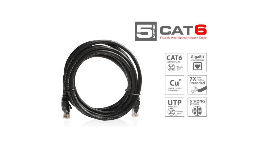 Dark 5 Metre Cat6 CU AWG24/7 UTP Siyah Patch Network Kablosu (DK-CB-NT6U500B) - DK-CB-NT6U500B