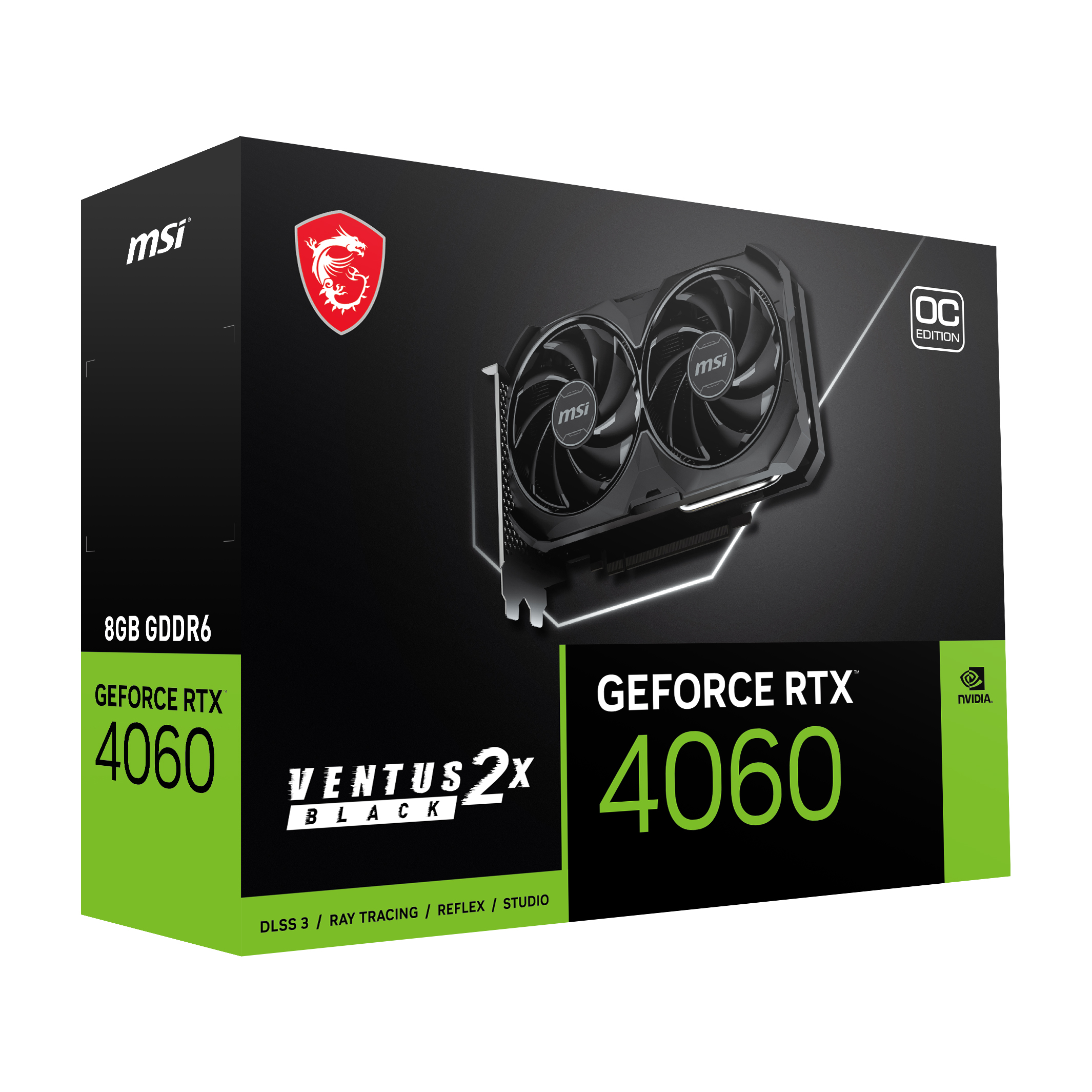 MSI 8GB GEFORCE RTX 4060 VENTUS 2X BLACK 8G OC GDDR6 [128Bit] PCIE 4.0 X8 HDMI - RTX 4060 VENTUS 2X BLACK