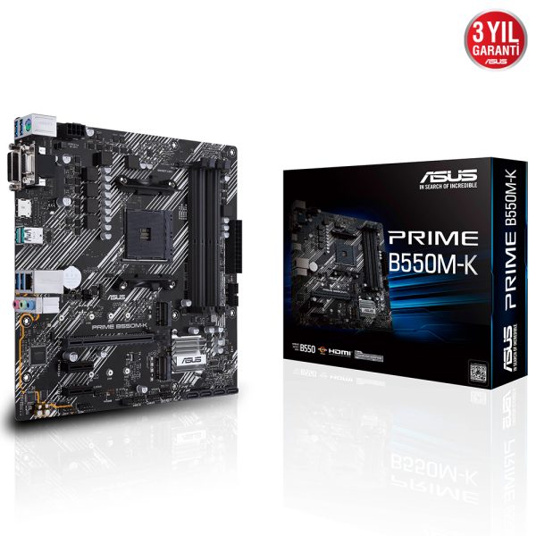 Asus PRIME B550M-K AMD B550 DDR4 USB3.2 HDMI/DVI/VGA PCI 4.0 AM4 Anakart - oem.ana.fm2.0182