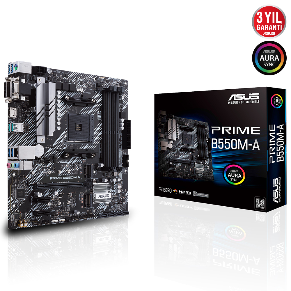 Asus PRIME B550M-A AMD B550 DDR4 USB3.2 HDMI/DVI/VGA PCI 4.0 AM4 Anakart - oem.ana.fm2.0198