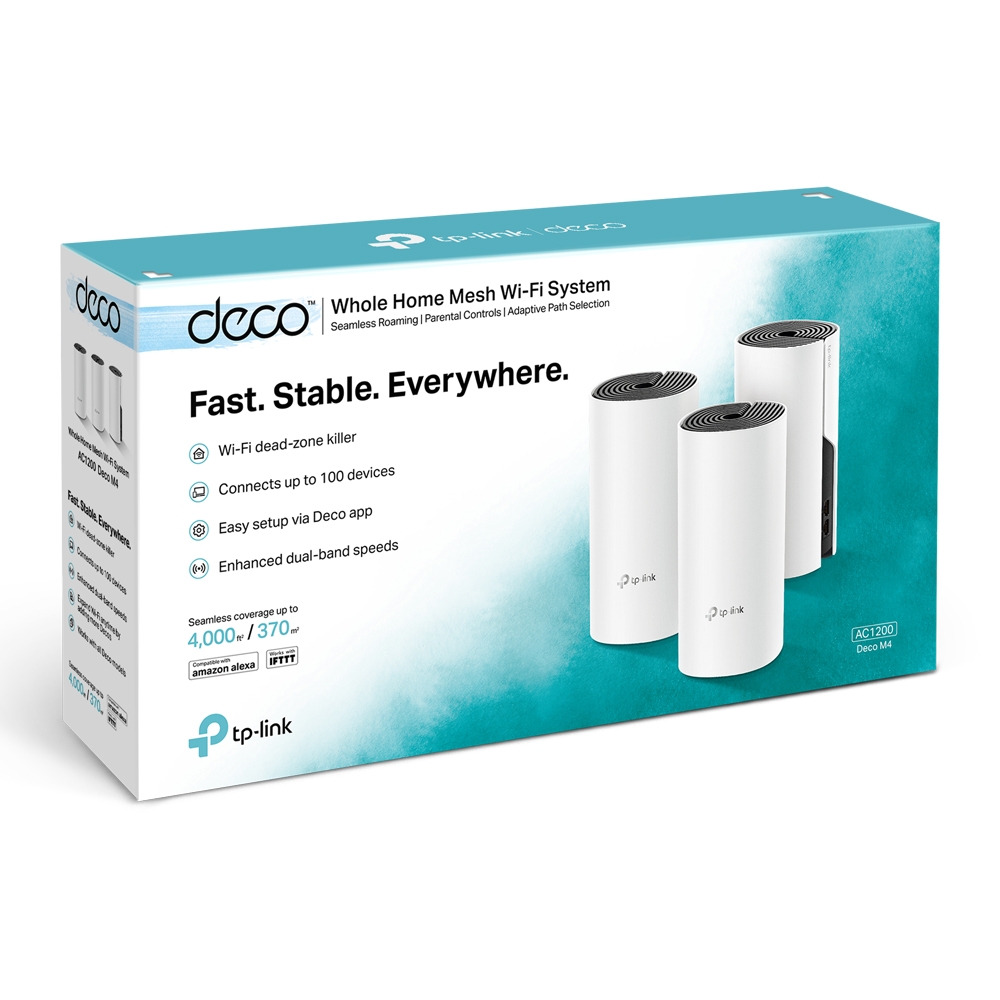 Tp-Link Deco M4(3-pack) AC1200 Whole Home Mesh Wi-Fi System (3X)(Menzil Genişeti - netw.apr.0175