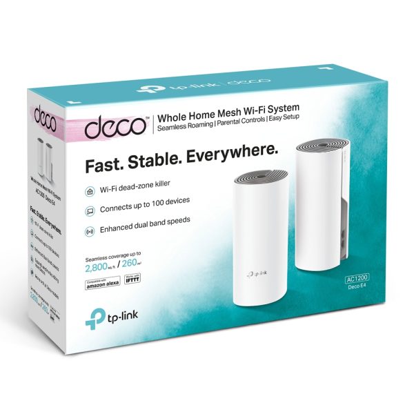 Tp-Link Deco E4(2-pack) AC1200 Whole Home Mesh Wi-Fi System (2X)(Menzil Genişlet - netw.apr.0179