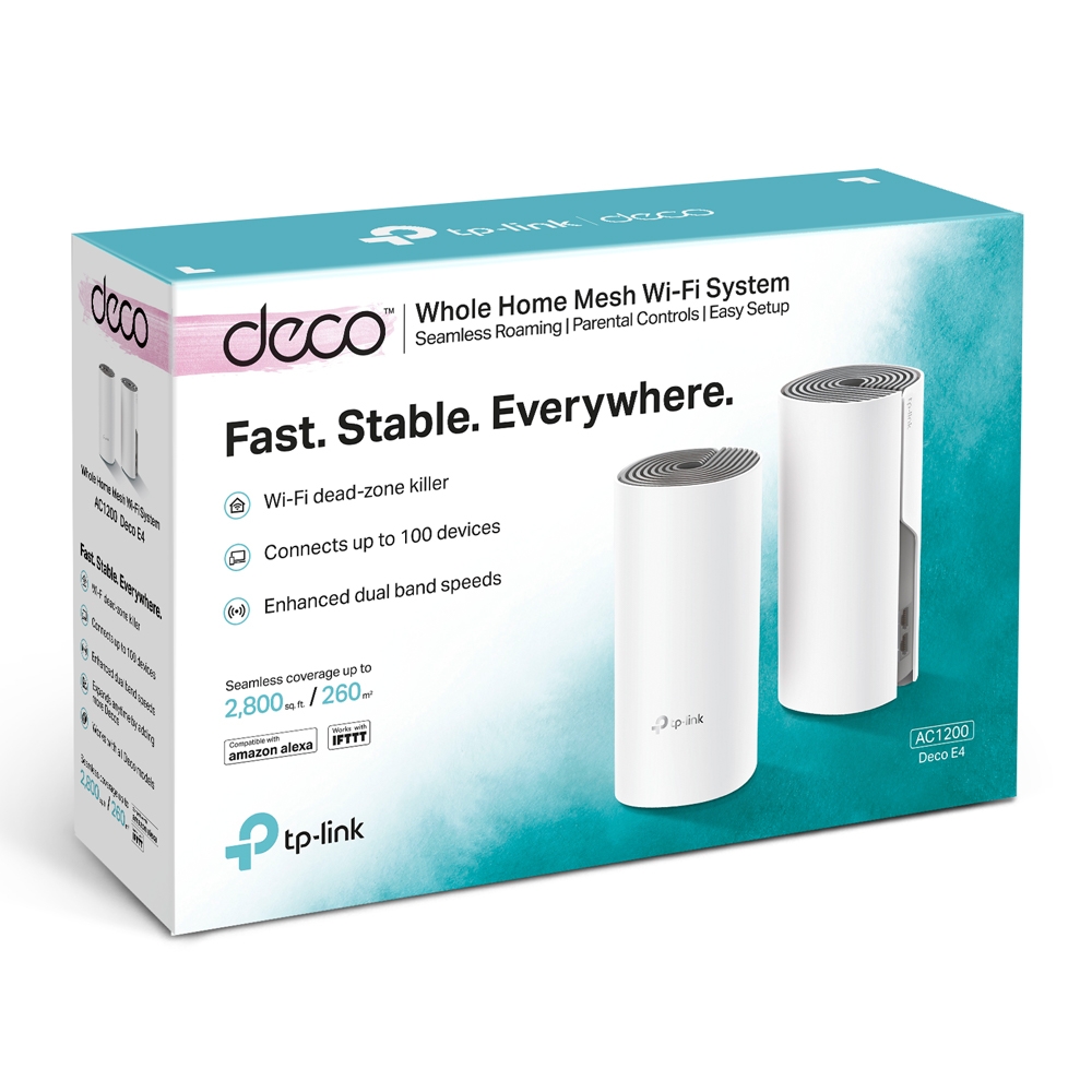 Tp-Link Deco E4(2-pack) AC1200 Whole Home Mesh Wi-Fi System (2X)(Menzil Genişlet - netw.apr.0179