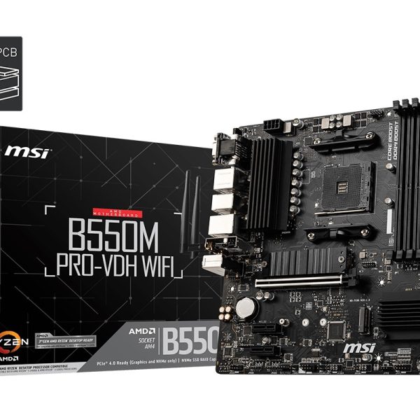 MSI B550M PRO-VDH WIFI AM4 Vga+Ses+GLan DDR4 HDMI DP M2 USB 3.2 mATX - B550M PRO-VDH WIFI
