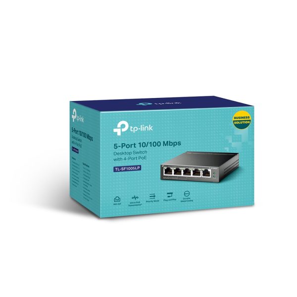 Tp-Link TL-SF1005LP 5-Port 10/100 Mbps Desktop Switch with 4-Port PoE (41W) - netw.poe.0056
