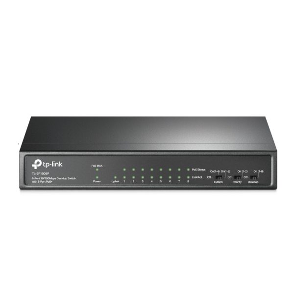 Tp-Link TL-SF1009P 9-Port 10/100 Mbps Desktop Switch with 8-Port PoE+ (65W) - netw.poe.0059