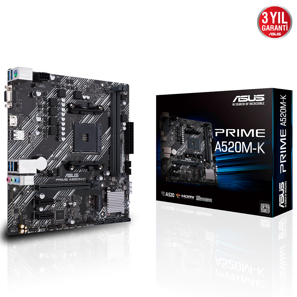 Asus PRIME A520M-K AM4 DDR4 3200 HDMI DVI DP M2 USB3.2 mATX - 90MB1500-M0EAY0