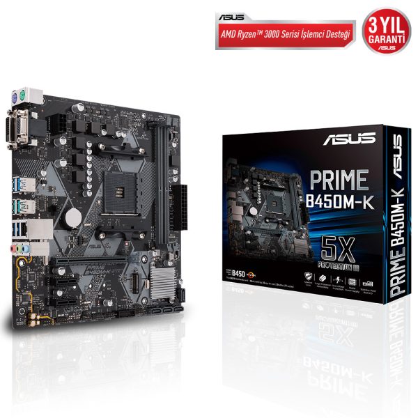 Asus PRIME B450M-K II B450 DDR4 USB3.1 M.2 DVI/VGA PCI 3.0 AM4 Anakart - oem.ana.fm2.0253