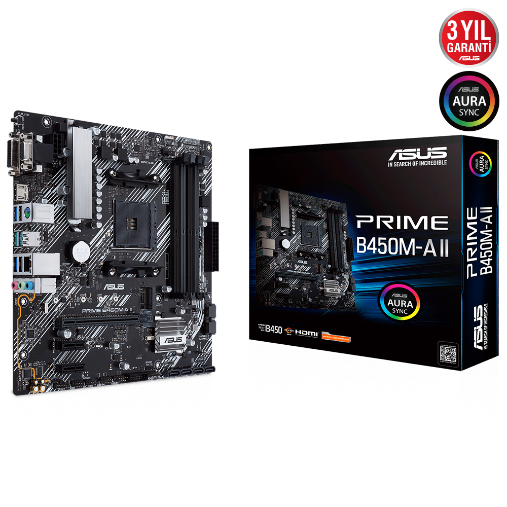 Asus PRIME B450M-A II AM4 DDR4 4400 HDMI DVI VGA M2 TPM 128GB mATX - 90MB15Z0-M0EAY0
