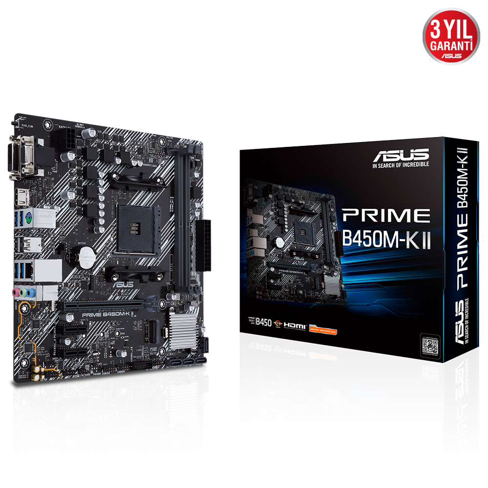 Asus PRIME B450M-K II AM4 DDR4 4400 Ses+GLan HDMI DSub DVI M2 mATX - 90MB1600-M0EAY0
