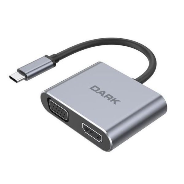 Dark USB3.1 Type-C to VGA+HDMI Görüntü Çoklayıcı HUB (DK-AC-U31XMST) - DK-AC-U31XMST
