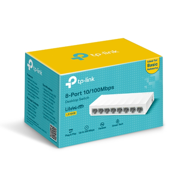 Tp-Link LS1008 LiteWave 8-Port 10/100 Mbps Desktop Switch (Plastik Kasa) - Net.Swi.Swi.Yok.0004