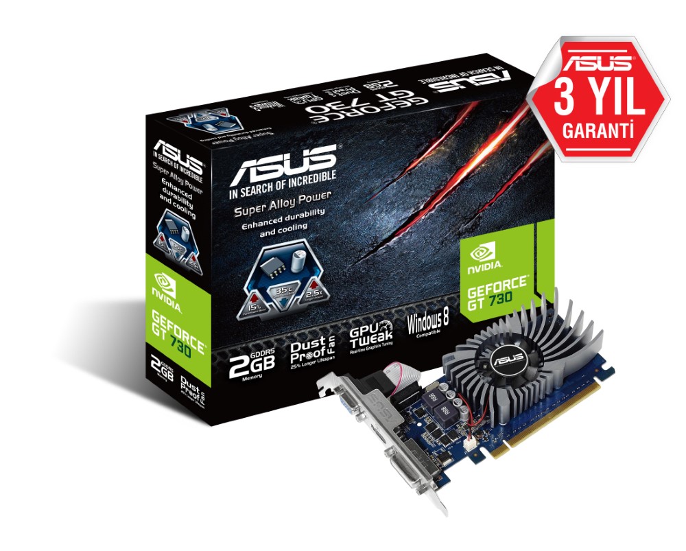 Asus 2GB GT730-SL-2GD5-BRK GDDR5 [64Bit] DVI/HDMI - 90YV06N2-M0NA00