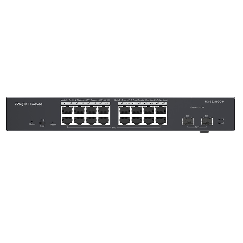Ruijie Reyee RG-ES218GC-P 16Port PoE Gigabit+2SFP Yönetilebilir Switch - RG-ES218GC-P