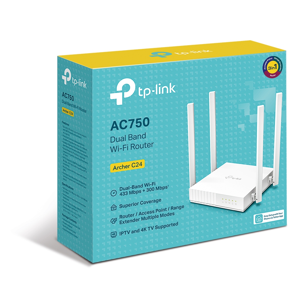 Tp-Link Archer C24 AC750 5Port Kablosuz Dual Band Router - Archer C24