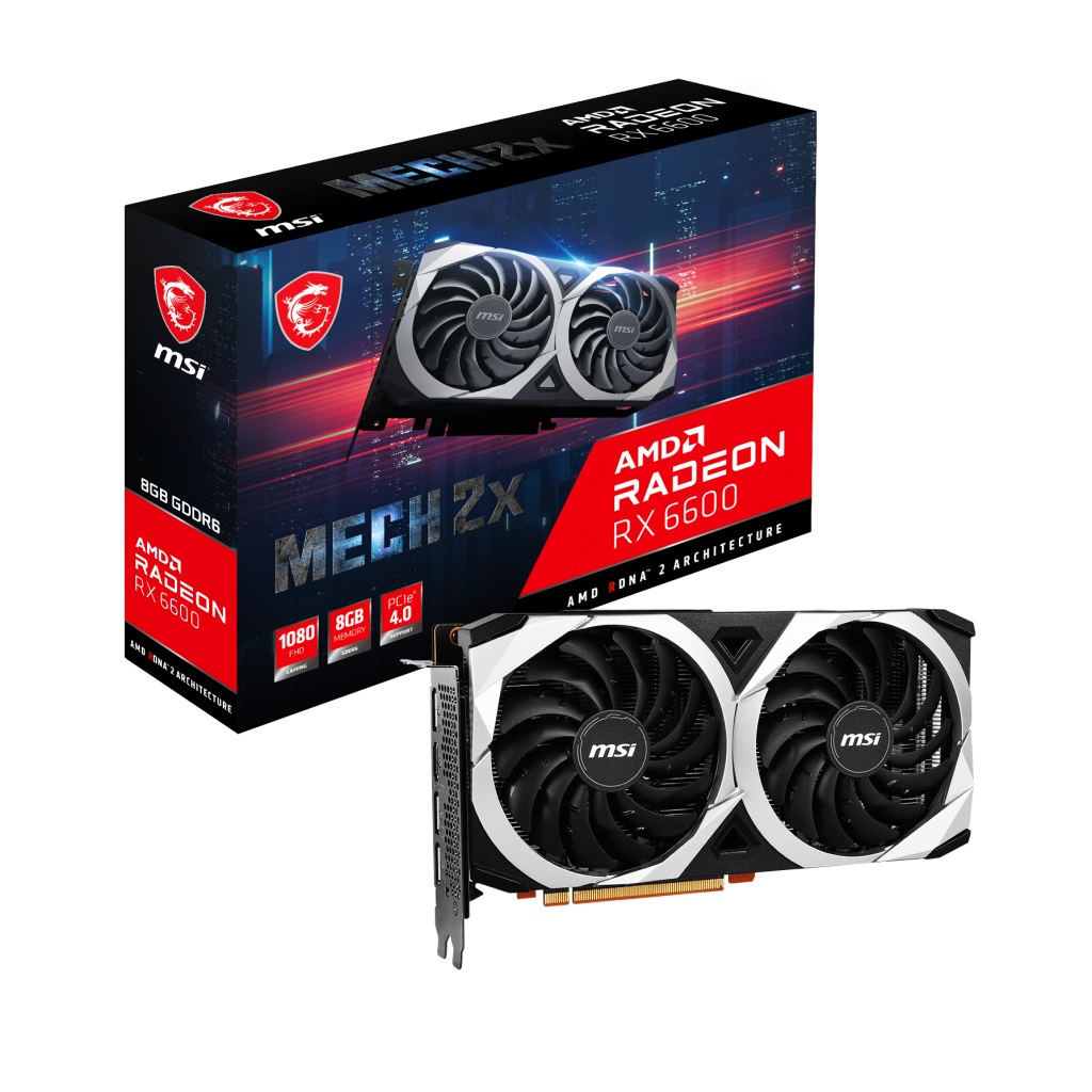 MSI 8GB RADEON RX 6600 MECH 2X 8G [128Bit] GDDR6 HDMI 3xDP - RADEON RX 6600 MECH 2X 8