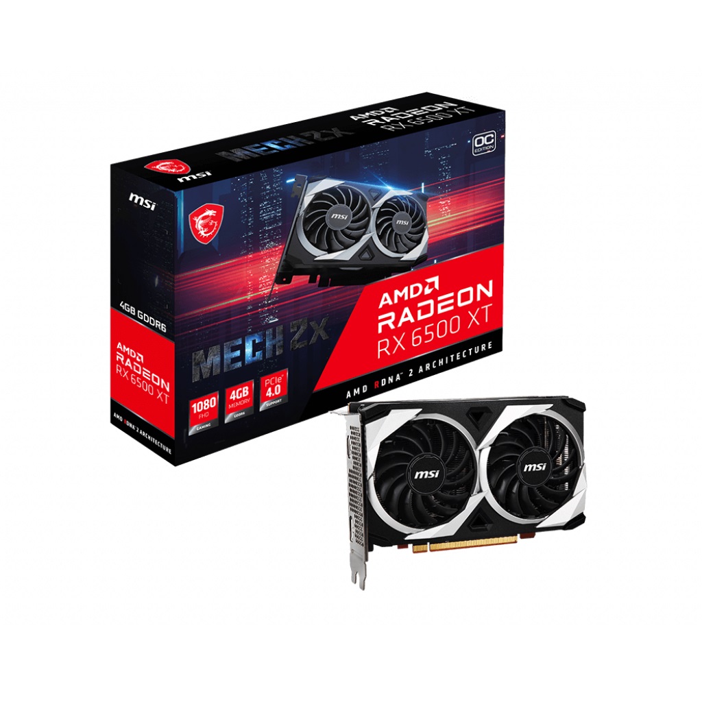 MSI 4GB RADEON RX 6500 XT MECH 2X 4G OC [64Bit] GDDR6 HDMI DP - RX 6500 XT MECH 2X 4G OC