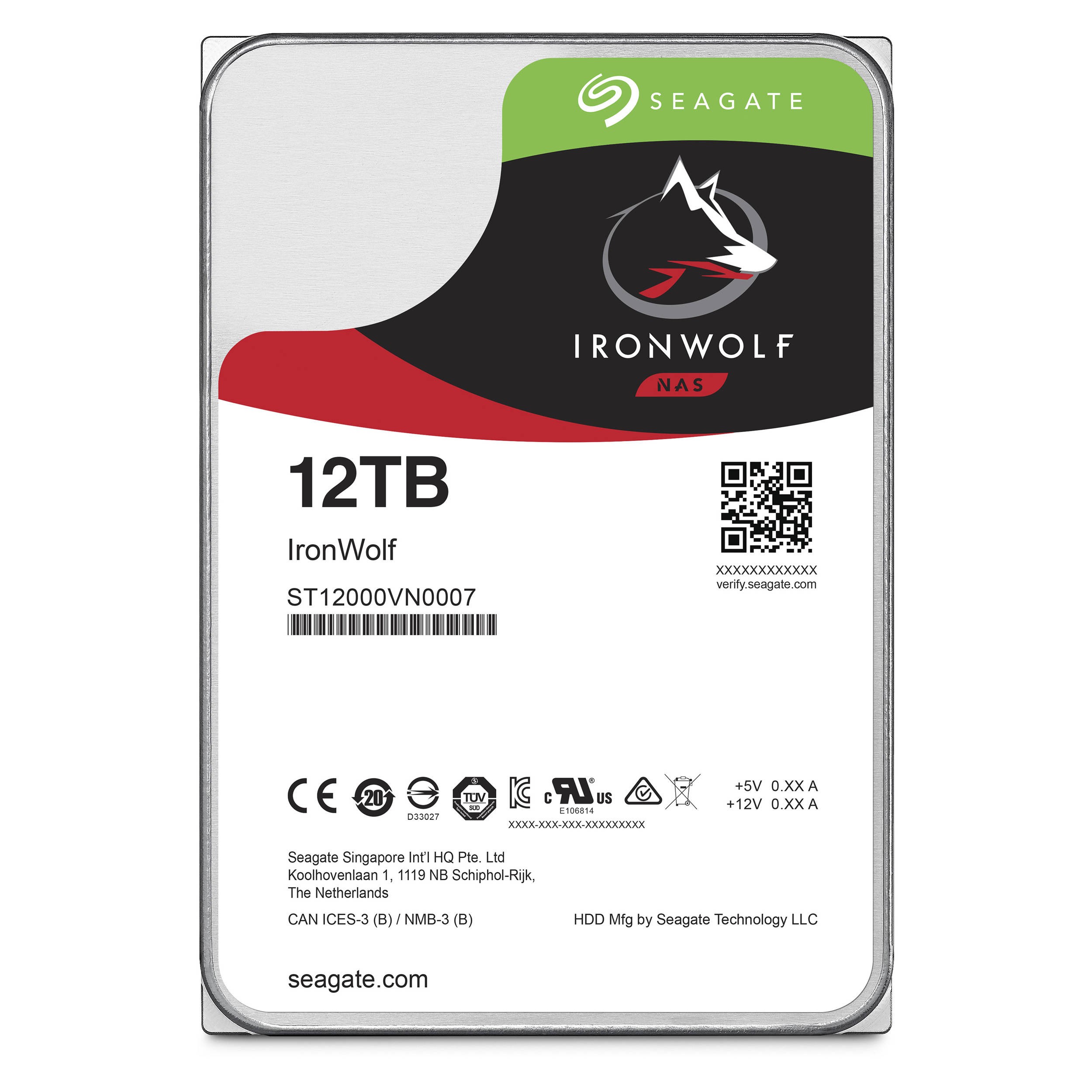 SEAGATE IRONWOLF 12 TB 7200RPM 256MB 7/24 1-8 Yuvalı  Nas için - ST12000VN0008