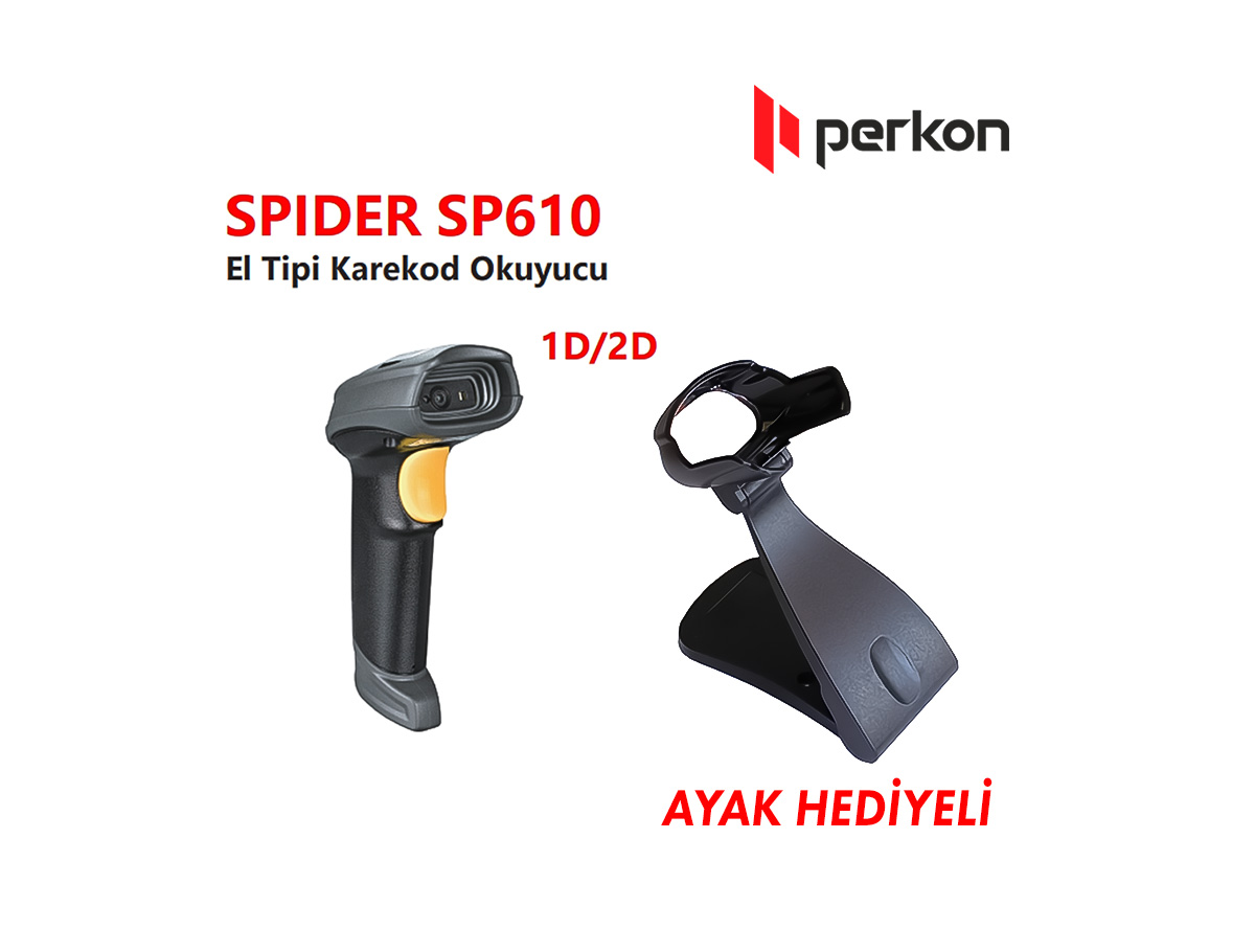 PERKON SPIDER SP610 USB 1D-2D (Karekod) Okuyucu (Ayak Dahil) - SP610
