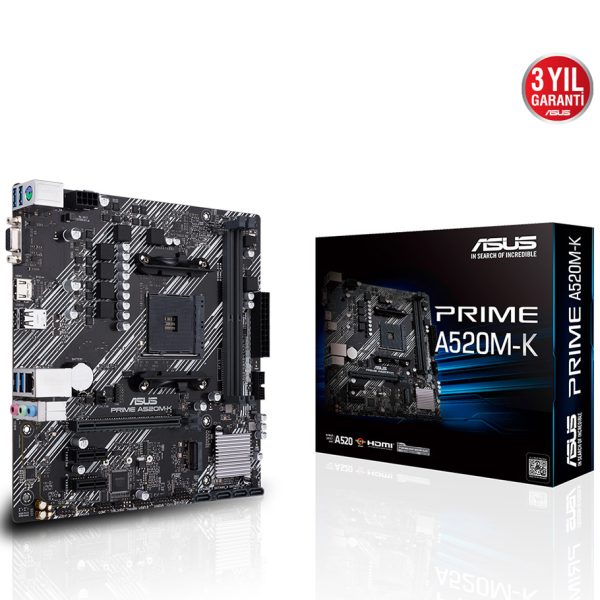 ASUS PRIME A520M-K AMD A520 AM4 DDR4 4400 HDMI VGA M2 USB3.2 mATX - 90MB1500-M0EAY0