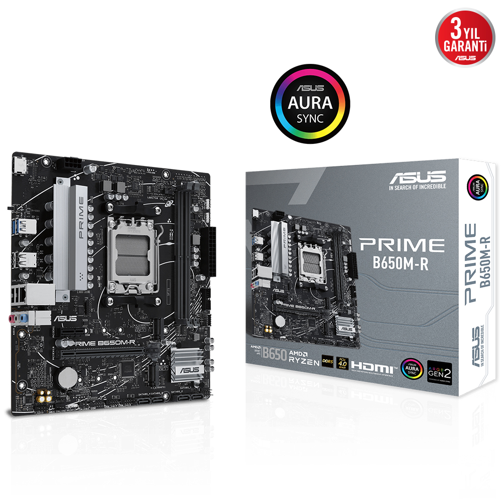 ASUS PRIME B650M-R B650 DDR5 (Vga Yok) GLan 2.5G mATX HDMI USB3 ARGB 2xM2 AM5 AMD Anakart - 38641