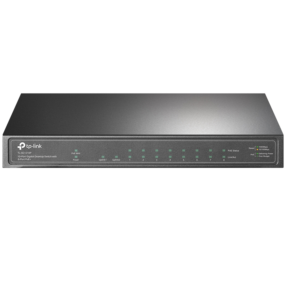 Tp-Link 10Port TL-SG1210P 8portGigabit PoE(63W)+ 1xSFP 1xRJ45 Yönetilemez Switch - TL-SG1210P