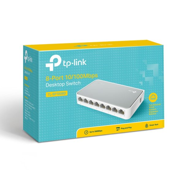 Tp-Link TL-SF1008D 8-Port 10/100 Mbps Desktop Switch (Plastik Kasa) - net.hub.0008
