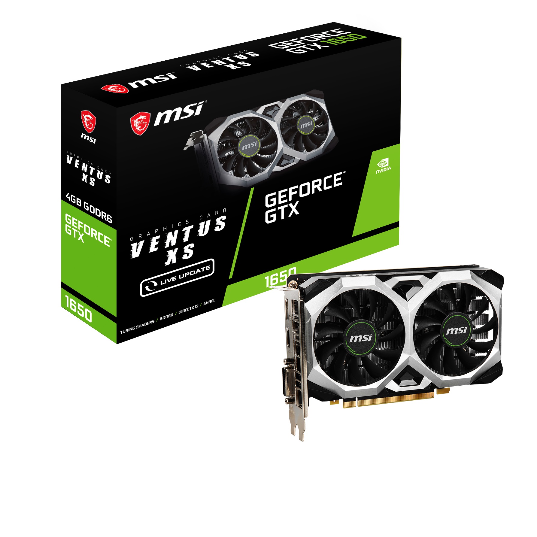 MSI 4GB GEFORCE GTX 1650 D6 VENTUS XS V1 GDDR6 [128Bit] PCIE 3.0 HDMI DP DVI - GEFORCE GTX 1650 D6 VENT