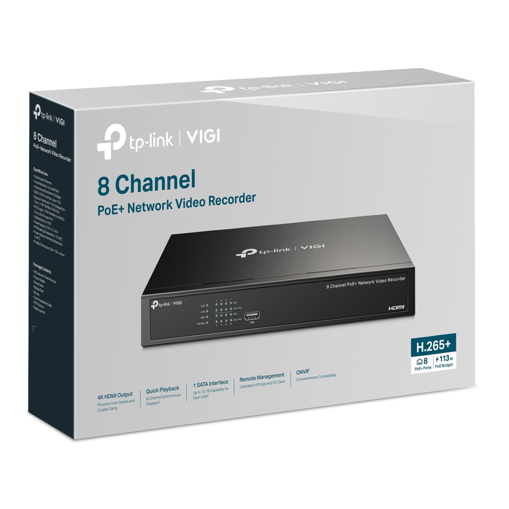 Vigi NVR1008H-8MP 8 Kanal PoE+ NVR ( H265+