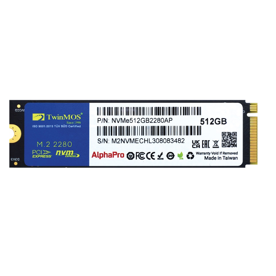 Twinmos 512GB NVMe M2 Gen SSD 3600/3250 Mb/s (NVMe512GB2280AP) - NVMe512GB2280AP